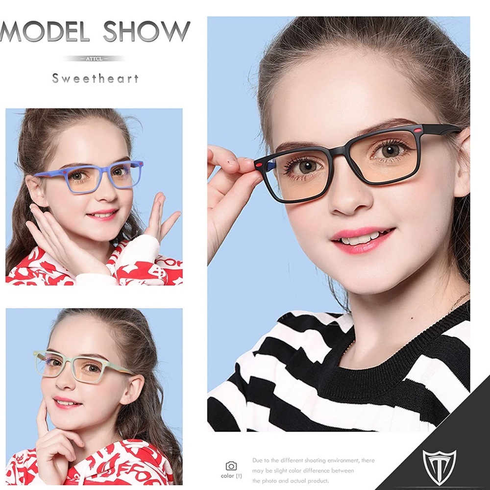 Computer Blue Light Blocking Glasses for Kids Age 3-10 Game Glasses - Black